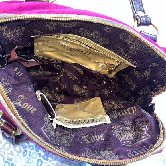 Vintage Purple Juicy Couture Purse Handbag Satchel Bag Y2K Velour Mcbling - Picture 10 of 11